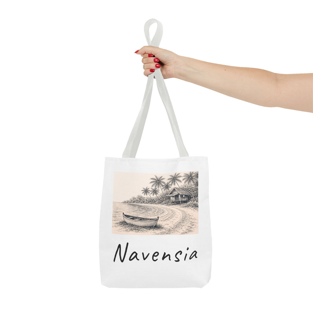 Beach Sketch Tote Bag — 'Navensia' Coastal Canvas Tote