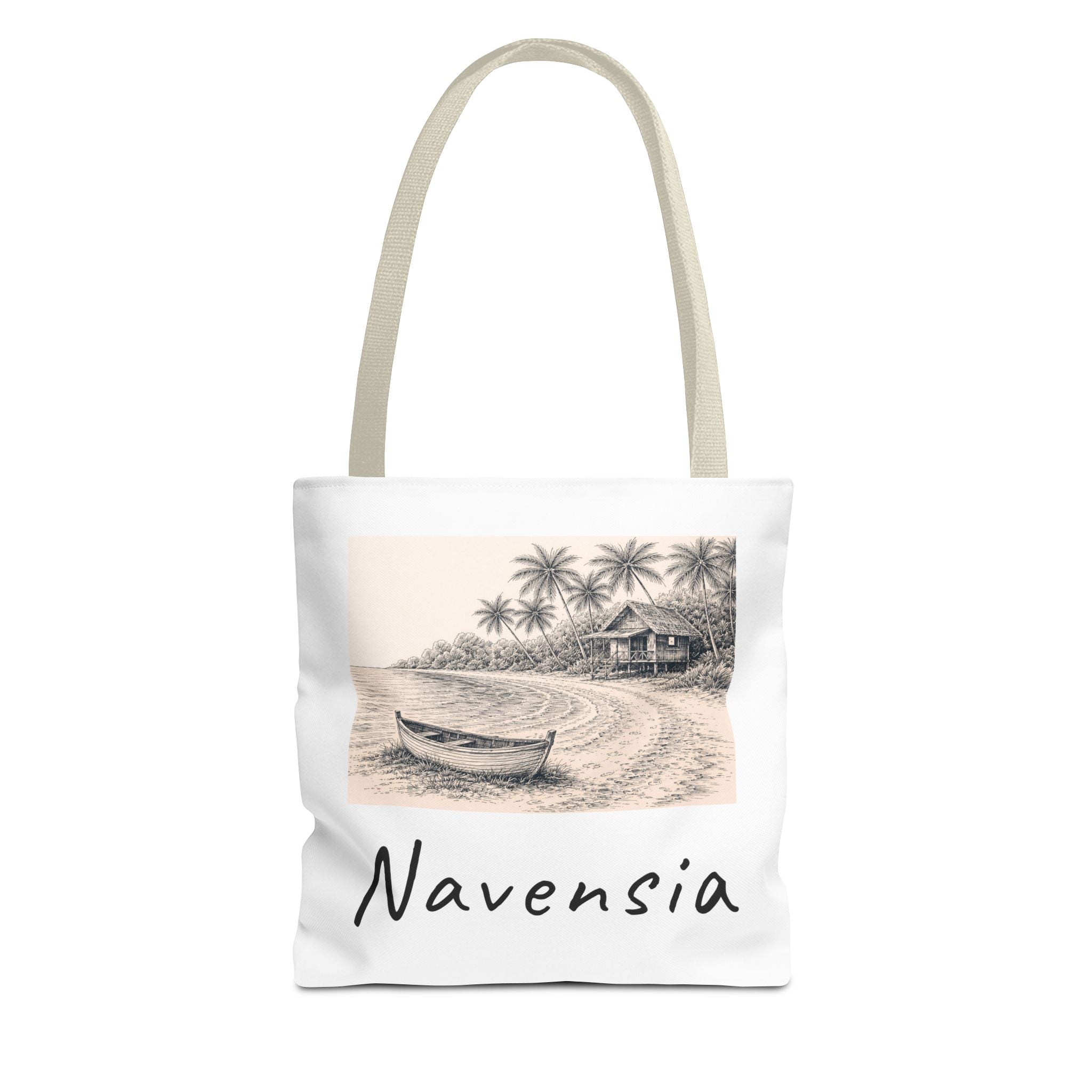 Beach Sketch Tote Bag — 'Navensia' Coastal Canvas Tote