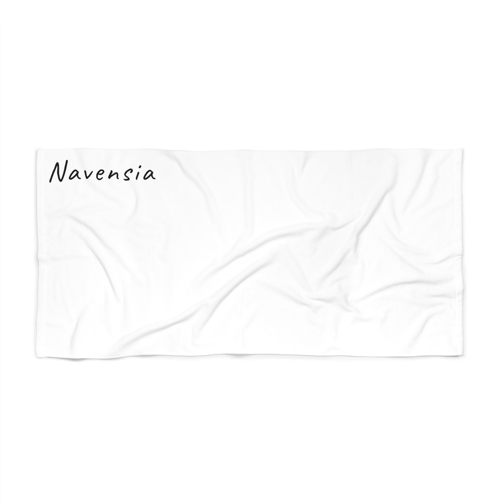 Personalized Minimalist Beach Towel — 'Navensia' Script Design