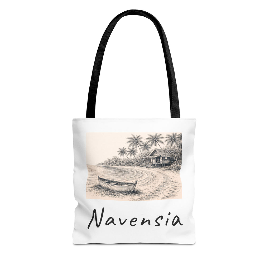 Beach Sketch Tote Bag — 'Navensia' Coastal Canvas Tote