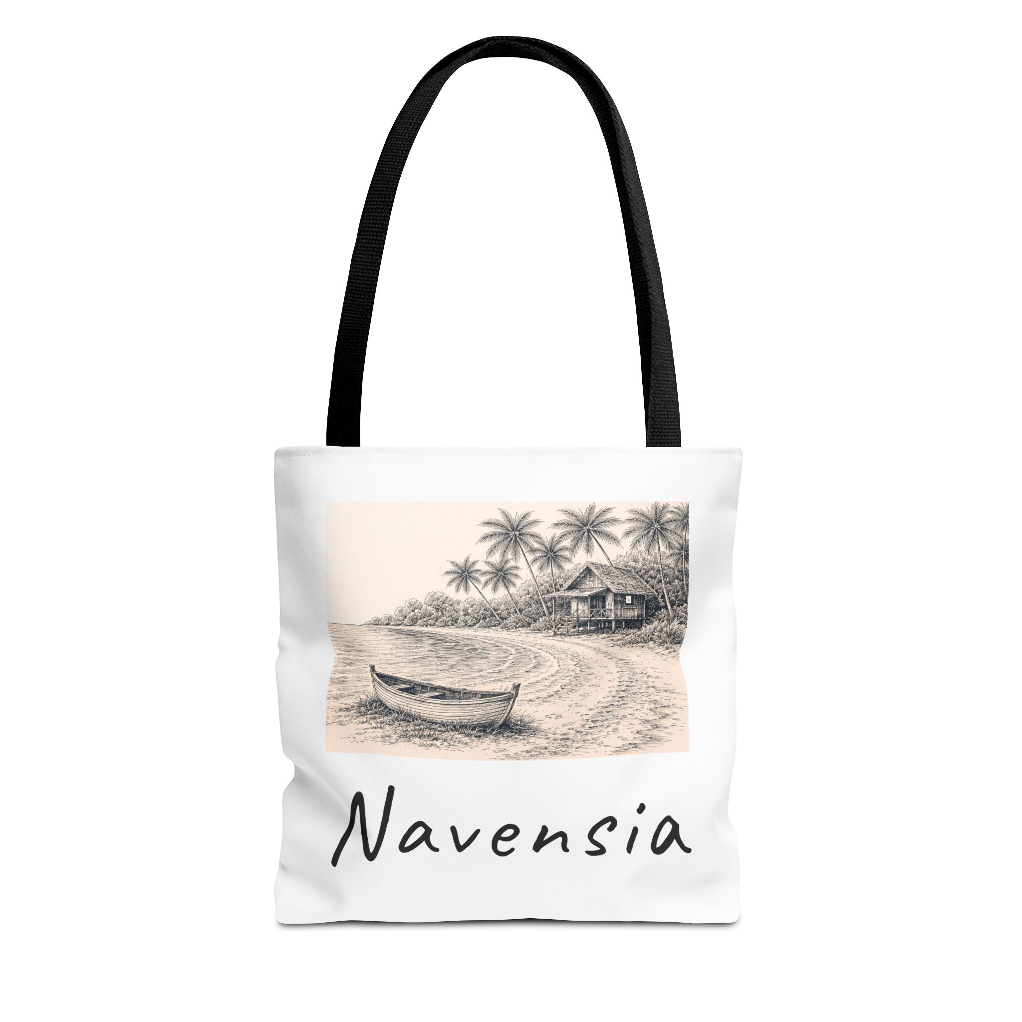Beach Sketch Tote Bag — 'Navensia' Coastal Canvas Tote