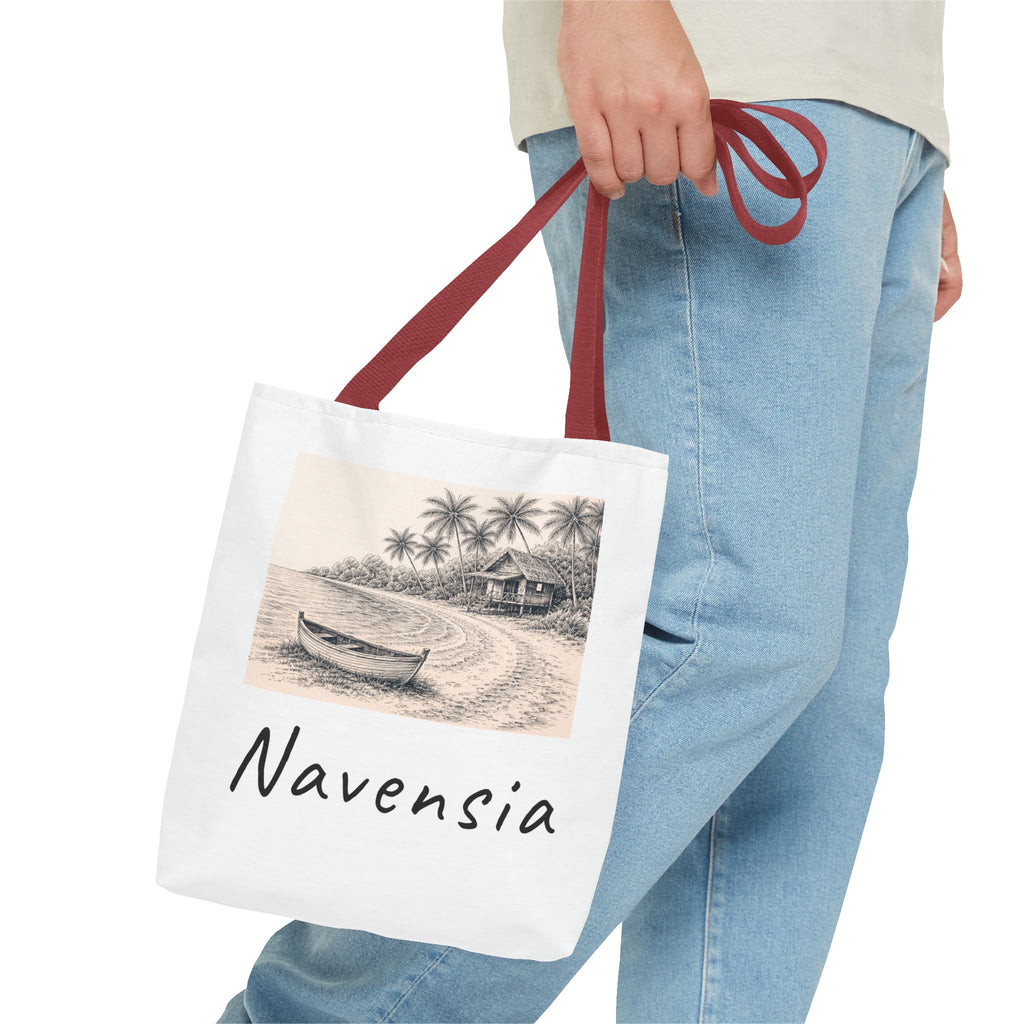Beach Sketch Tote Bag — 'Navensia' Coastal Canvas Tote