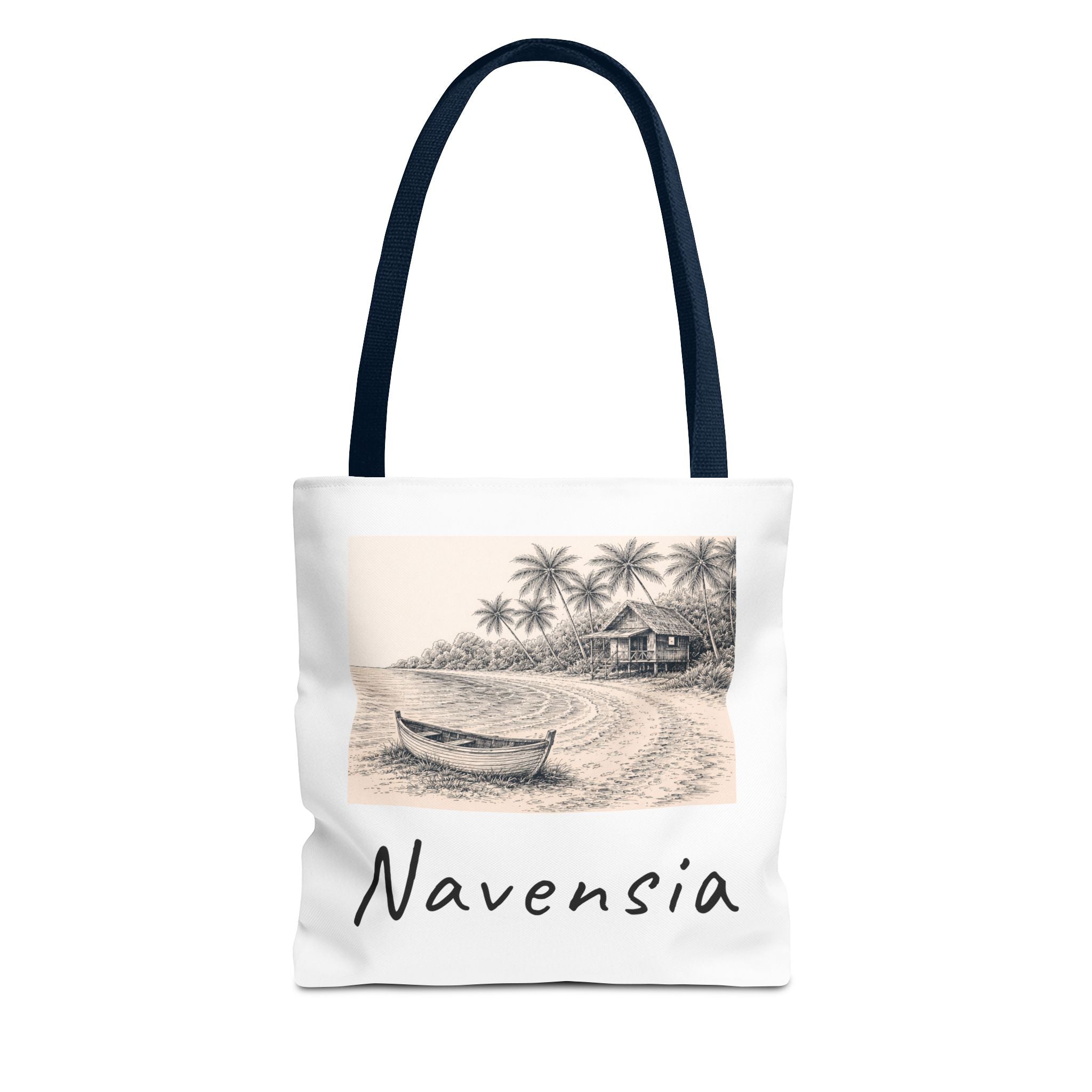 Beach Sketch Tote Bag — 'Navensia' Coastal Canvas Tote