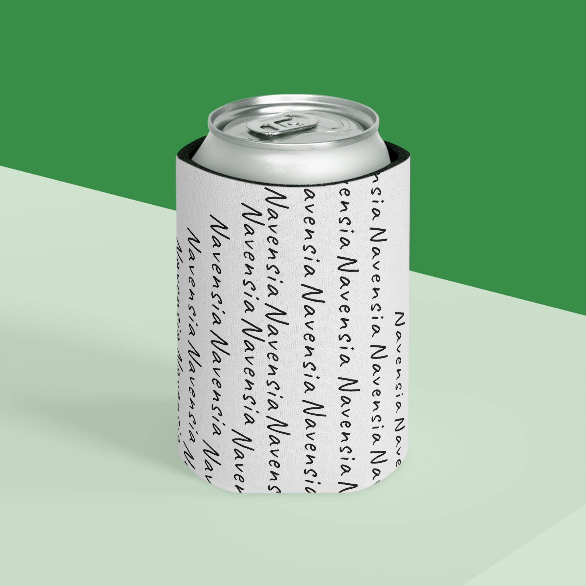Can Cooler — Repeating 'Navensia' Script Pattern (Custom Name Design)
