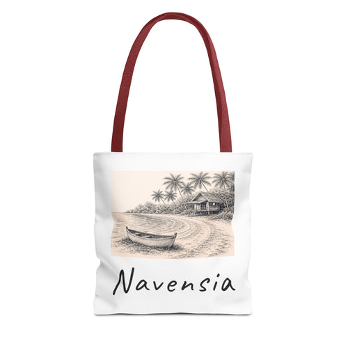 Beach Sketch Tote Bag — 'Navensia' Coastal Canvas Tote