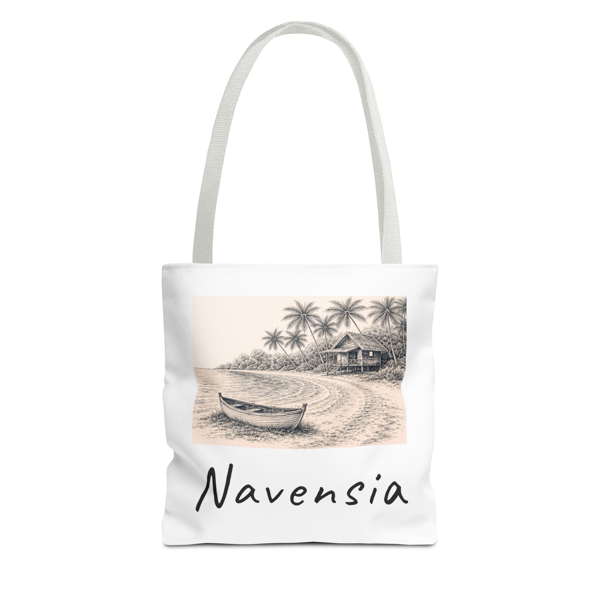 Beach Sketch Tote Bag — 'Navensia' Coastal Canvas Tote