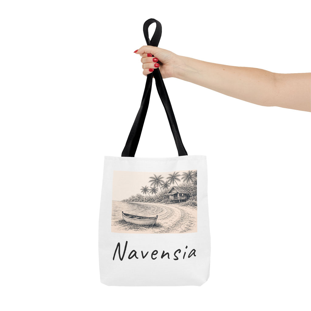 Beach Sketch Tote Bag — 'Navensia' Coastal Canvas Tote