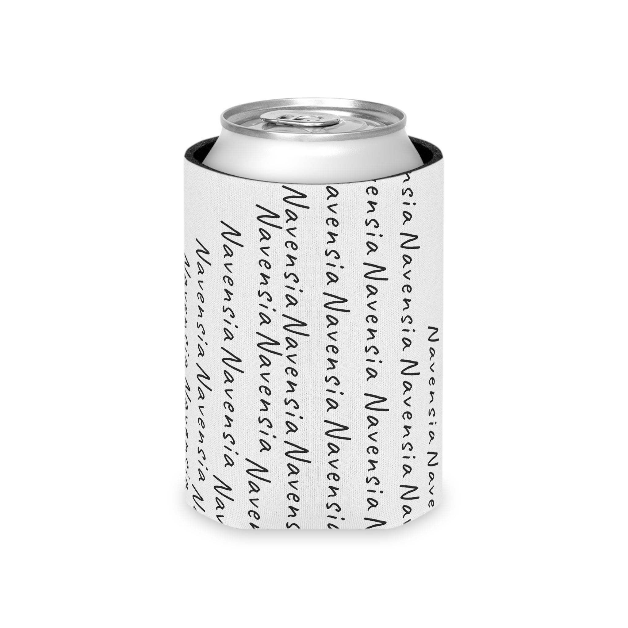 Can Cooler — Repeating 'Navensia' Script Pattern (Custom Name Design)