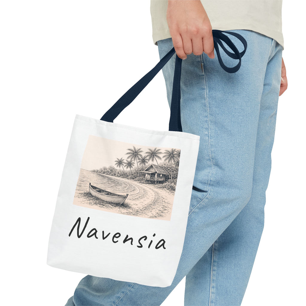 Beach Sketch Tote Bag — 'Navensia' Coastal Canvas Tote