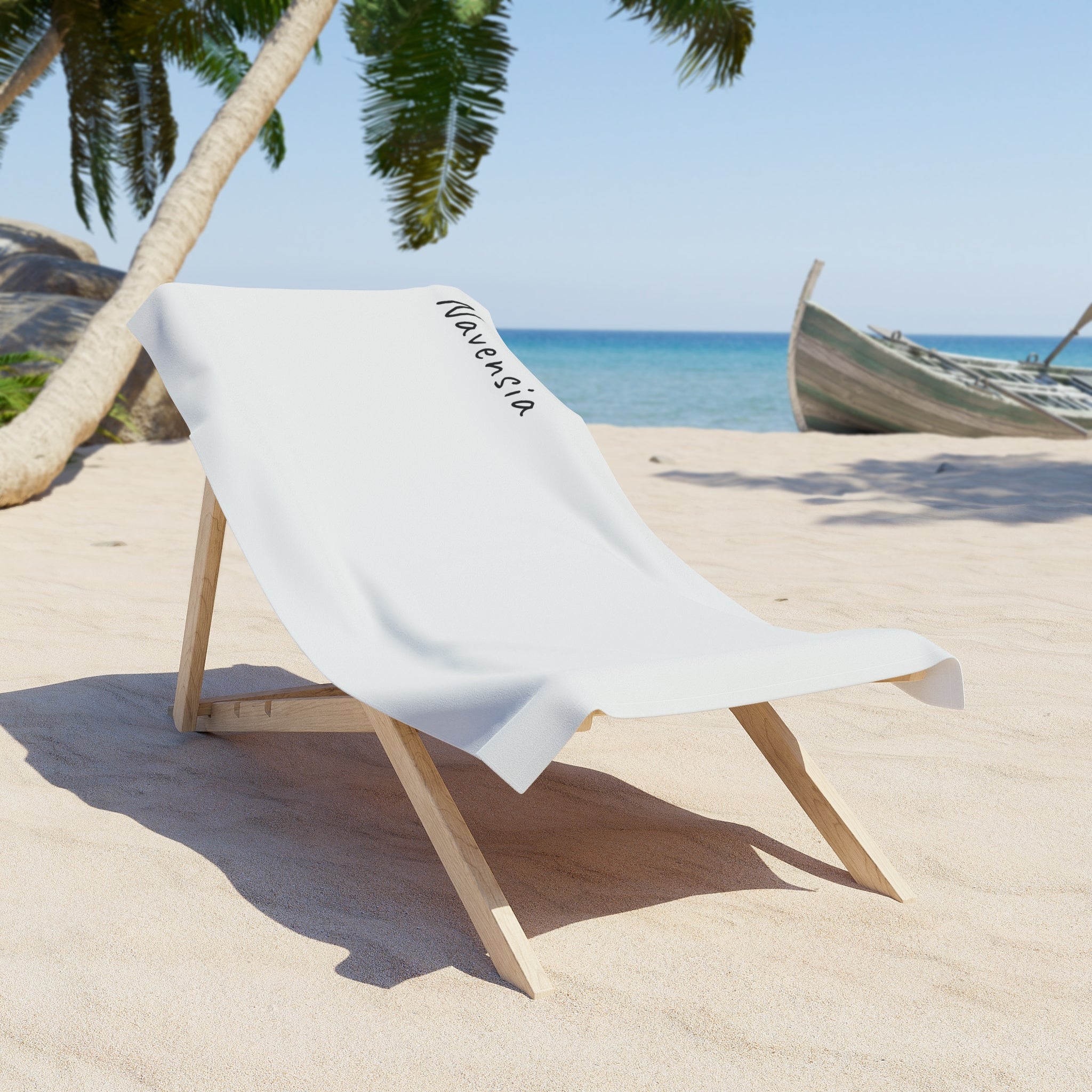 Personalized Minimalist Beach Towel — 'Navensia' Script Design