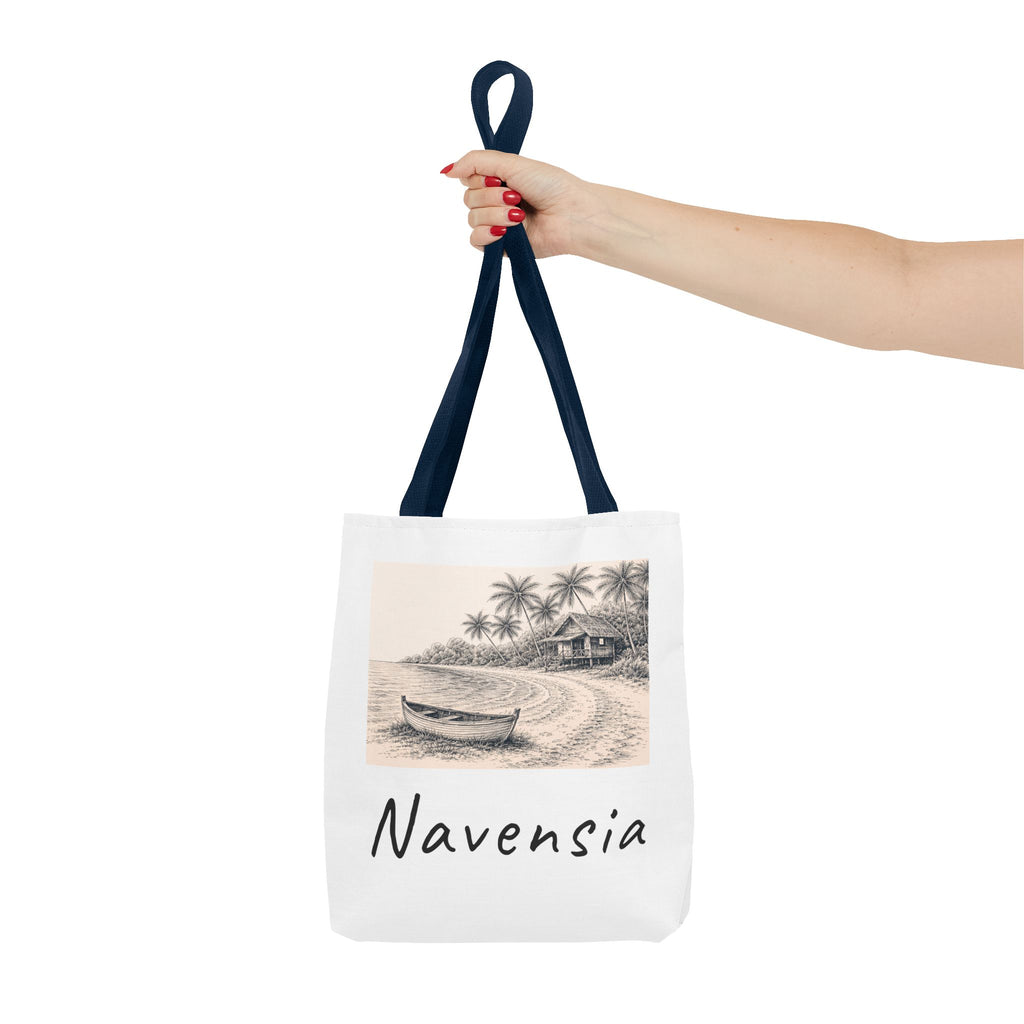 Beach Sketch Tote Bag — 'Navensia' Coastal Canvas Tote