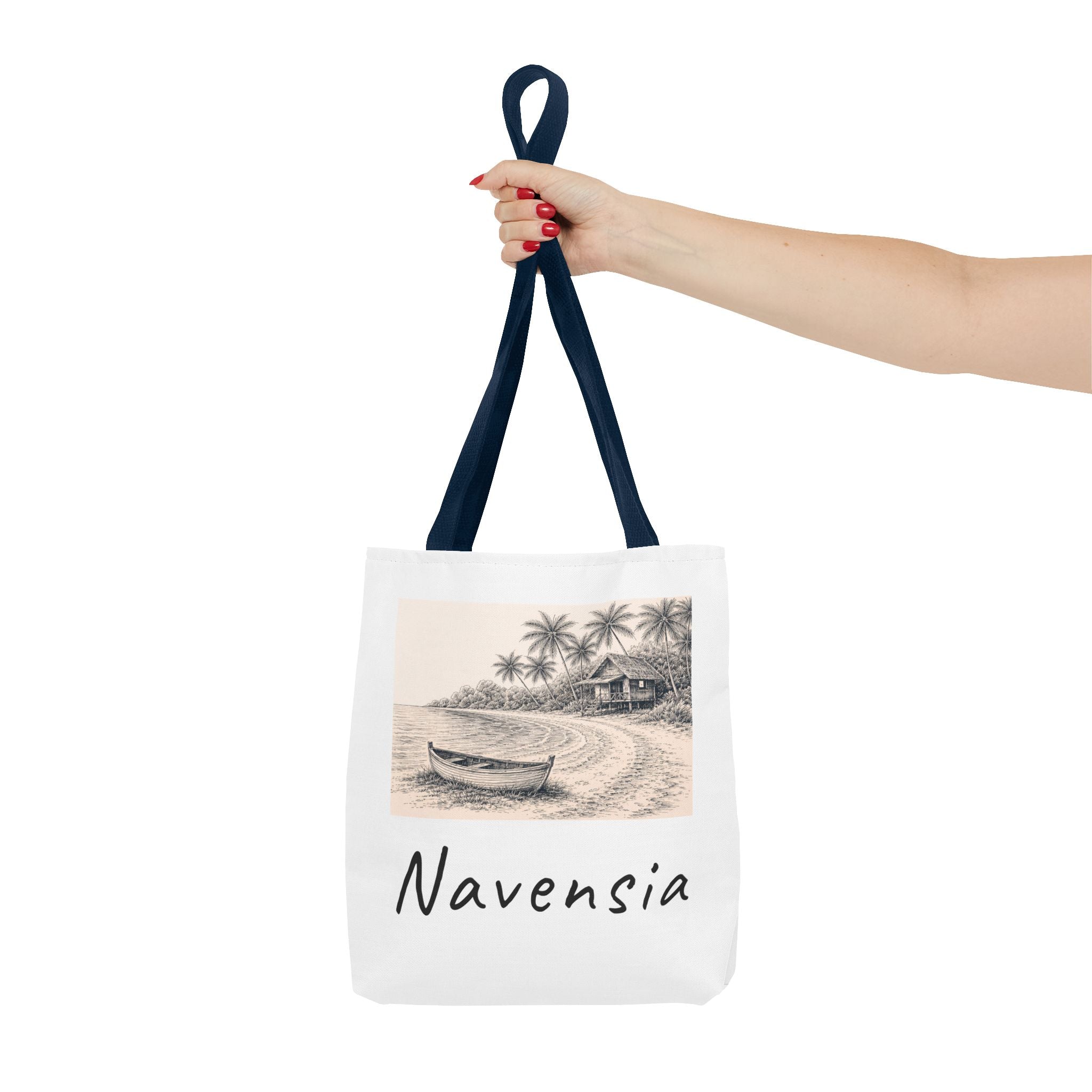 Beach Sketch Tote Bag — 'Navensia' Coastal Canvas Tote